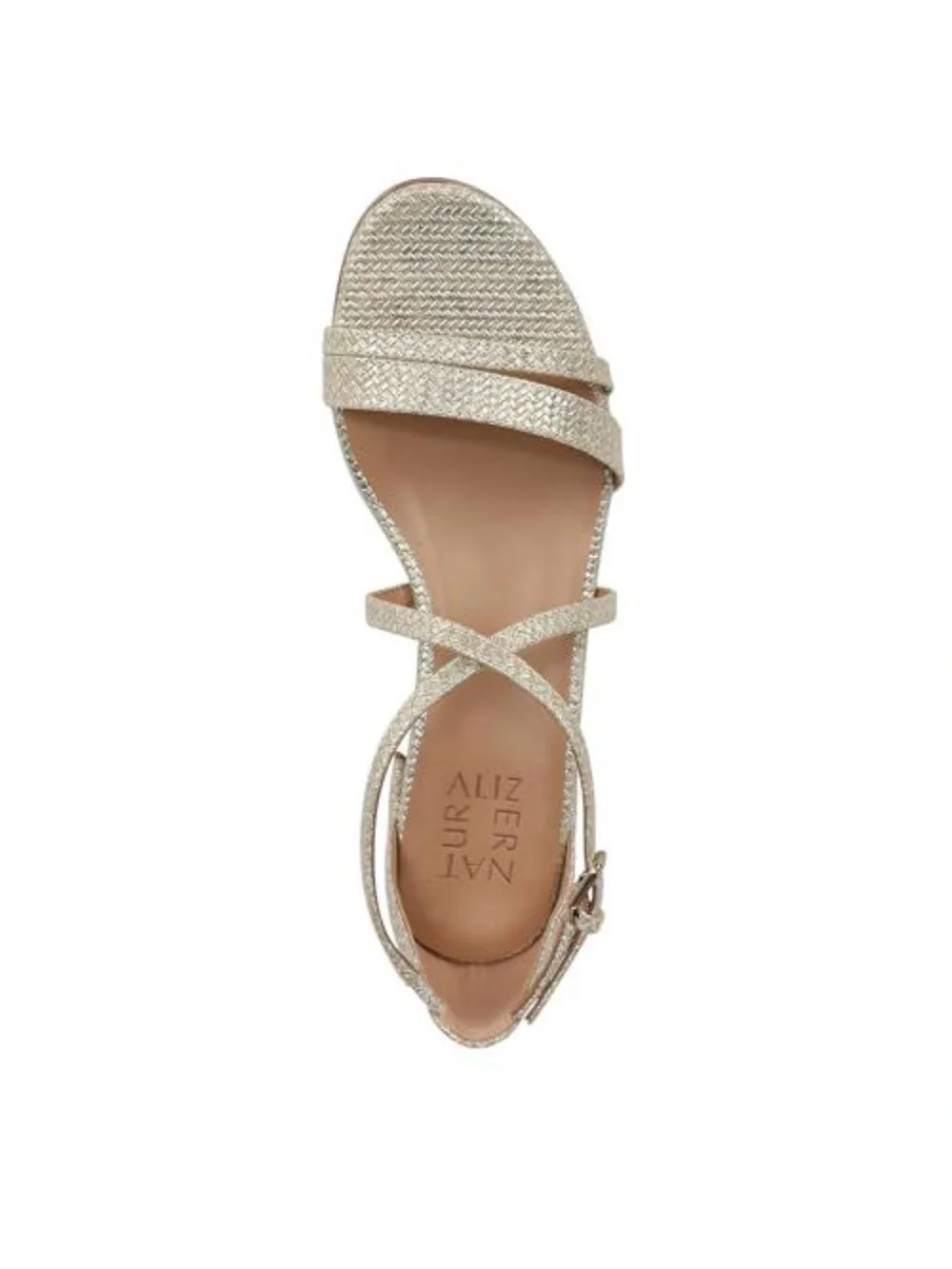 Naturalizer June Strappy Low Block Heel Dress Sandal Cremosa Taupe Leather 10 W